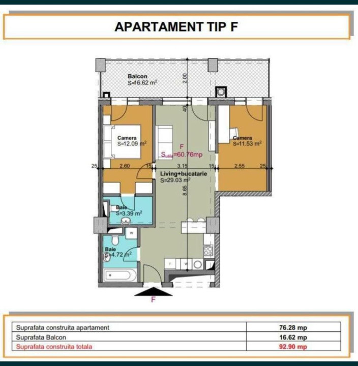 3 camere, 2 bai, terasa spatioasa - amenajare moderna - Viva City