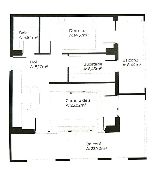 Apartament decomandat cu două balcoane generoase Sopor