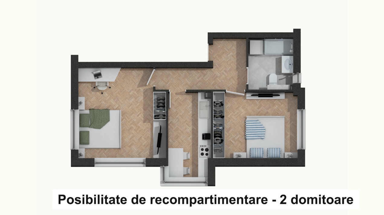 Zona VIITORULUI: Apartament 2 camere Iris/gară, comision 0%