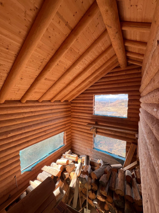 2 cabane de buștean, teren generos, moderne, Bălcești, Cluj