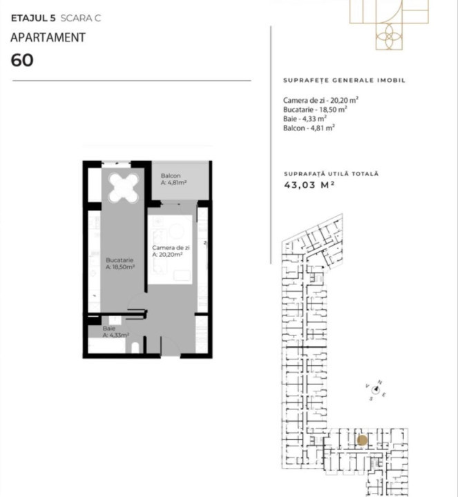 Vanzare apartament 2 camere, cu panorama - zona Iulius Mall