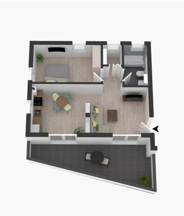 Apartament 2 camere, finisat, priveliște panoramică, spațios, Omnia Residence
